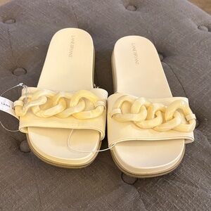 Lane Bryant Cream Chain Slide Sandals